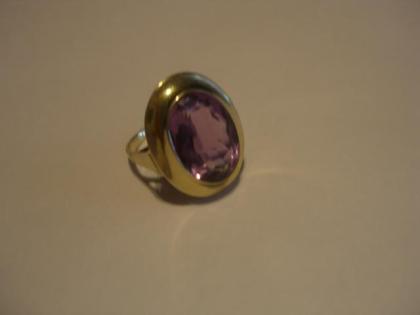 Damen Ring 585 Gelb Gold massiv Amethyst