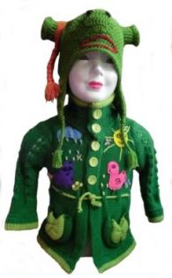 Kinder Strickjacke mit Mütze Modell Shrek