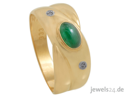 Schmuck Klassiker Cabochon Ring Diamant Smaragd Edelsteine Gelbgold günstig