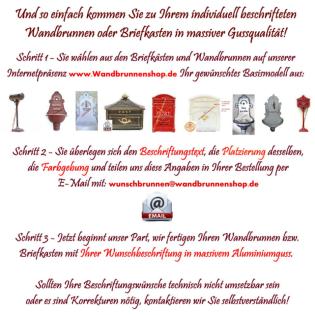 WANDBRUNNEN BASSENAS GARTENBRUNNEN BRIEFKÄSTEN MIT IHRER WUNSCHBESCHRIFTUNG